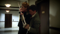 Sousa fights  with his crutch