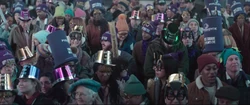 The citizens of  in  on New Year's Eve