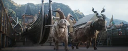 Tanngnjóstr y Tanngrisnir transportan al grupo en el Aegir.