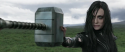 Hela holds Mjølnir