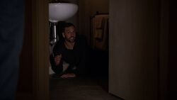 Hunter being locked in a bathroom