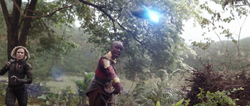 Black Widow and Okoye charges at Thanos