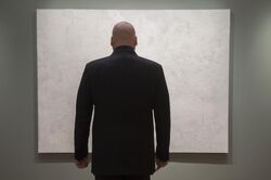 Fisk looks at Rabbit in a Snowstorm