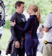 Robert Downey Jr. and Gwyneth Paltrow on the set of Avengers 4