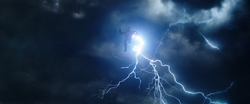 Thor creating storm clouds and thunder