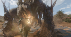Gilgamesh fighting against 