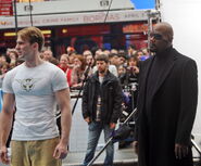 Samuel L Jackson and Chris Evans on set CATFA 03