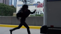 Jones catching up a bus