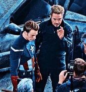 Robert Downey Jr. and Chris Evans on the set of The Avengers 4 04