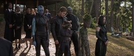 Los Guardianes de la Galaxia en el funeral de Stark