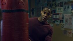 Stryker trains  to fight with boxing