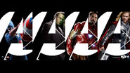 Promo Banner featuring(left to right): Captain America, Bruce Banner, Tony Stark, and Thor