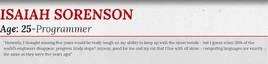 Isaiah Sorenson Interview