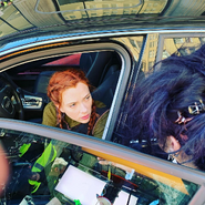 Nat on car BTS