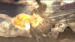 Ultimo is destroyed when the  crashes into him