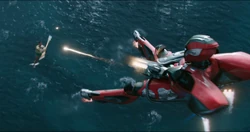 Williams fires upon an approaching 