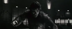 Russell se transforma en hombre lobo.