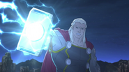 Thor firing lightning at Ares