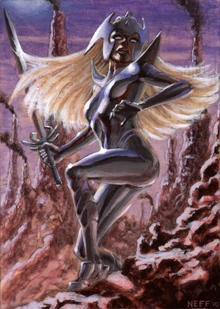 Magik, being corrupted into the Darkchilde. Image by artofneff.