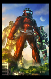 Celestials trekking a planet.