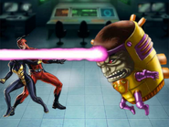 M.O.D.O.K. firing his Hyper Beam at Hank Pym and Wasp