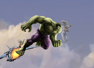 Hulk jumping out of the Quinjet