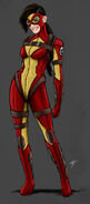 Spider-Woman, a.k.a. Peyton Parker, is a High School junior who got spider powers after a field trip to Oscorp. After the death of her Uncle Ben, she decided to use her powers to fight crime as Spider-Woman. While mostly keeping a low profile so that her Aunt May won't find out, her existence was known of by Nick Fury, as her parents had worked for S.H.I.E.L.D. before their deaths.