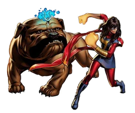 Kamala Khan and Lockjaw (Earth-12131) from Marvel Avengers Alliance