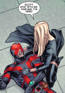 By Scott's side while he was dying from M-Pox, in Death of X #4
