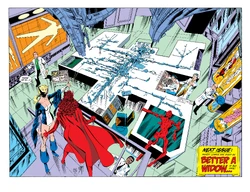 Vision (Earth-616), Barbara Morse (Earth-616), and Wanda Maximoff (Earth-616) from West Coast Avengers Vol 2 43 001