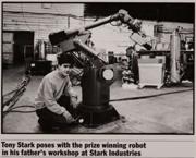 Anthony Stark (Earth-199999) and Dum-E from Iron Man (film) 001