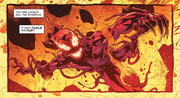 Carnage (Symbiote) (Earth-616) and Cletus Kasady (Carnage Clone) (Earth-616) from Venom War - Carnage Vol 1 1