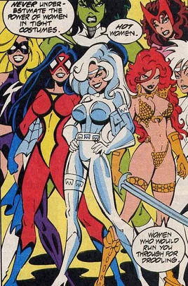 League of Liberated Leading Ladies (Earth-TRN708) from Silver Sable and the Wild Pack Vol 1 35 0001
