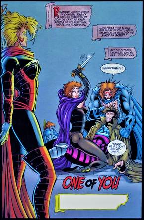 Candra (Earth-616) John Domino (Earth-93060) Remy LeBeau (Earth-616) Rhiannon (Earth-93060) from Night Man and Gambit Vol 1 -3