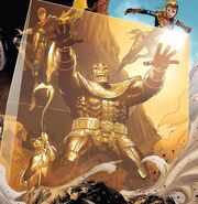 Avengers (Earth-616), Proxima Midnight (Earth-616), and Thanos (Earth-616) from Infinity Vol 1 6 001