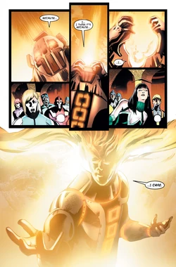 The Dreaming Celestial taking off his helmet to reveal his face