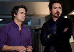 Bruce Banner (Earth-199999) and Anthony Stark (Earth-199999) from Marvel's The Avengers 0001