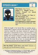 Peter Parker (Earth-616) from Marvel Universe Cards Series I Back 001