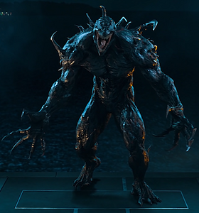 Carlton Drake (Earth-688B) and Riot (Symbiote) (Earth-688B) from Venom (film) 001