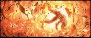 Captain America withstanding an explosion in Civil War #4