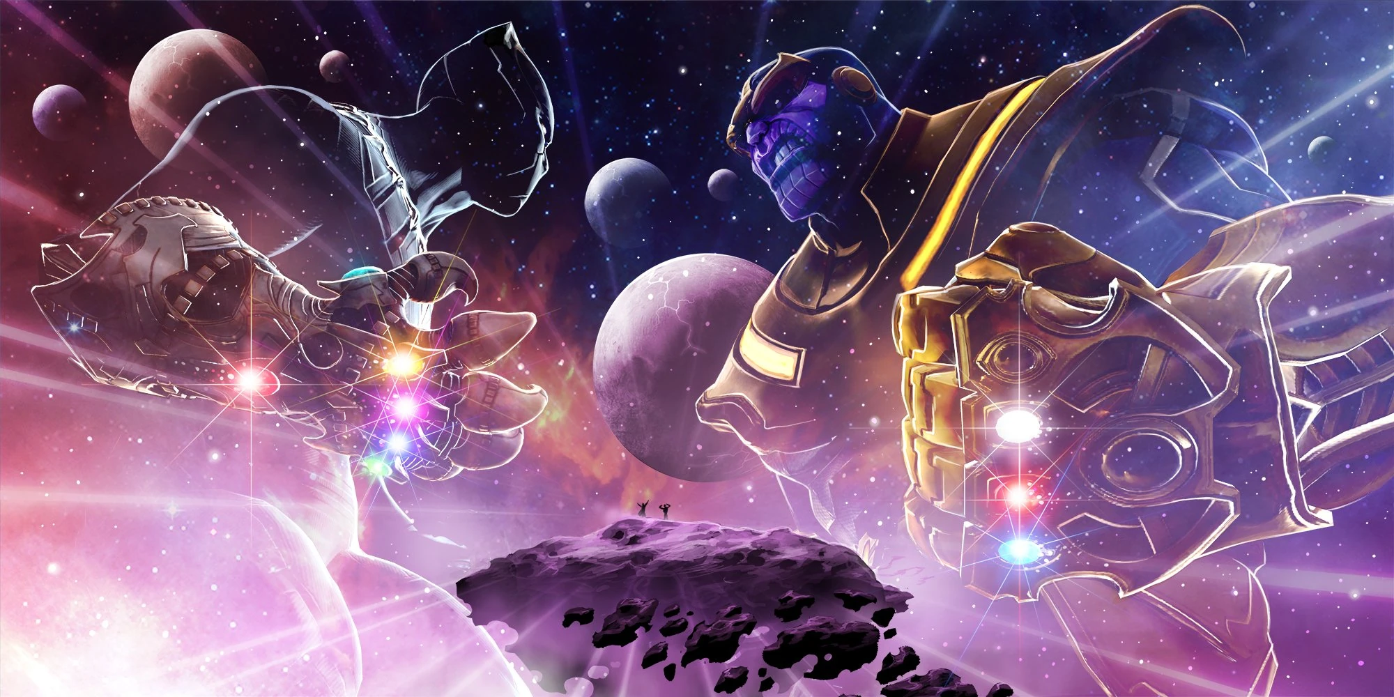 T'Challa (Civil War) (Earth-517) and Thanos (Earth-517) from Marvel Contest of Champions 001