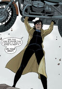 Showing her vampire strenght, in Wolverine and Jubilee #4