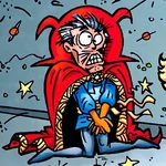 House of M's Gwen Stacy kneed Dr. Strange in the groin (Earth-29018)