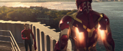 アイアンマンと激しく口論するスパイダーマン