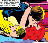 Phoenix holds Scott's optic blasts in with telekinesis X-Men #132