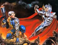 Nathan Summers (Earth-616) and Nathan Summers (Stryfe) (Earth-4935) from Marvel Masterpieces (Trading Cards) 1996