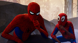 Peter Parker (Earth-616B) and Miles Morales (Earth-1610B) from Spider-Man Into the Spider-Verse 001