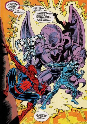 Draconus (Earth-616) with the New Enforcers from Web of Spider-Man Vol 1 99