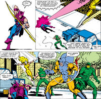 Clinton Barton (Earth-616) and Masters of Evil (Earth-616) from Avengers Vol 1 222 001