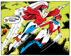 Elizabeth Braddock (Earth-616), Linda McQuillan (Earth-238), Brian Braddock (Earth-616) and Meggan Puceanu (Earth-616) from Captain Britain Vol 2 12 001